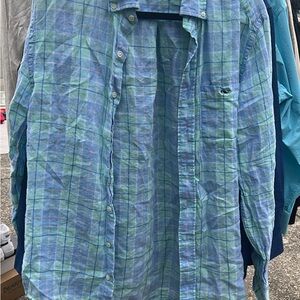 Vineyard Vines Blue and Green Plaid Button-Up Shirt